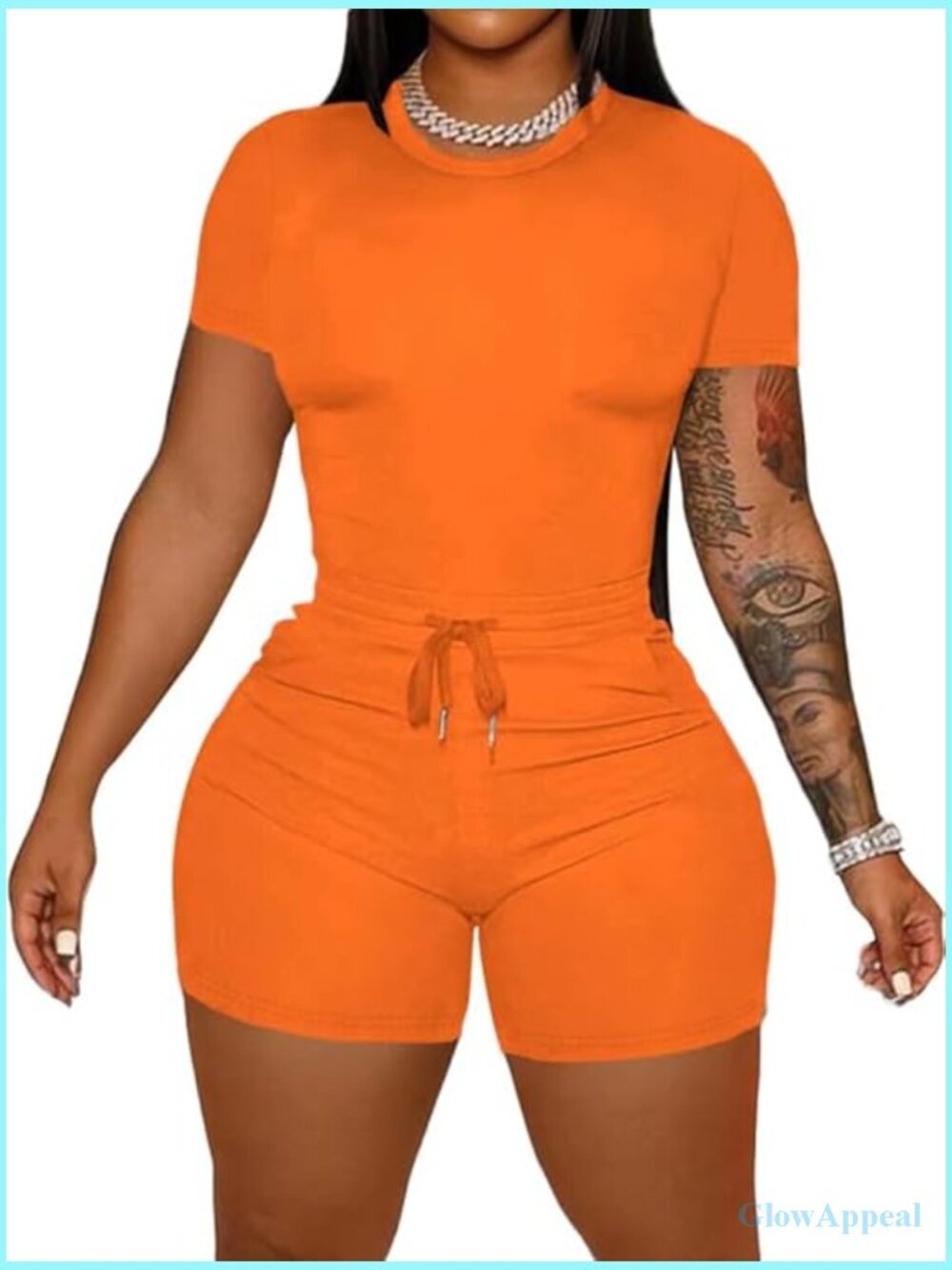 2 Piece Workout Set Biker Shorts Crop Top Summer Sweatsuit Activewear